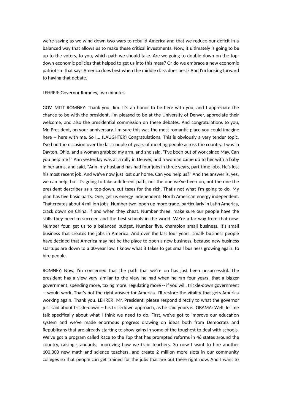 美国总统大选首场电视辩论英文实录_第2页