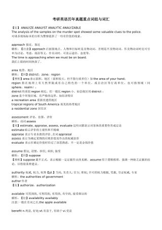 考研英语历年真题重点词汇与词组汇总