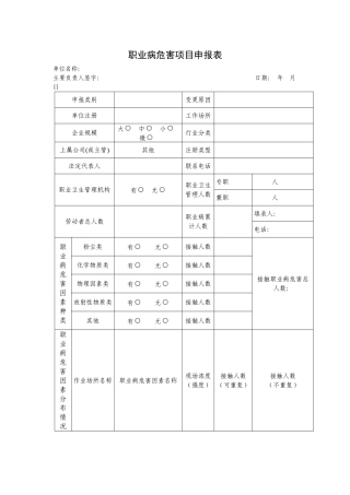 职业病危害项目申报表