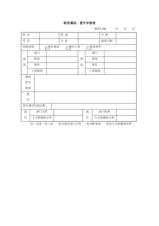 职员调动晋升申报表