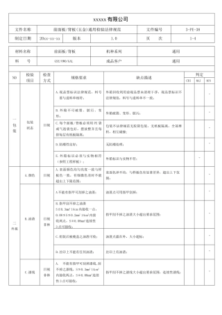 背板五金检验规范