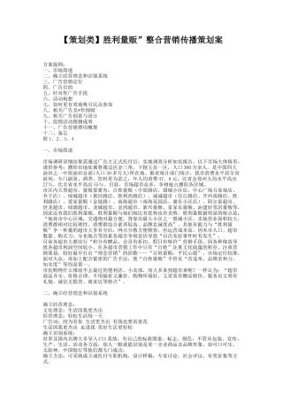 胜利量贩”整合营销传播策划案