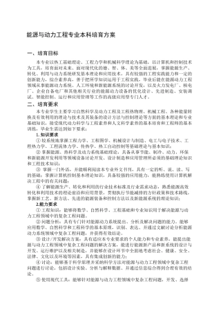 能源与动力工程专业本科培养方案