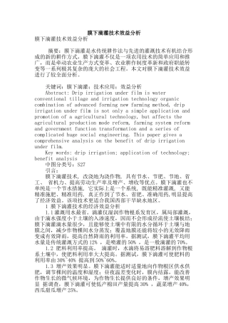 膜下滴灌技术效益分析