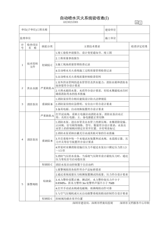 自动喷水灭火系统验收表