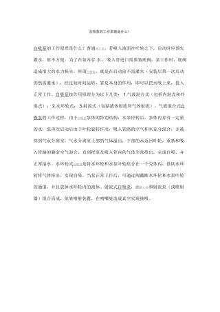 自吸泵的工作原理