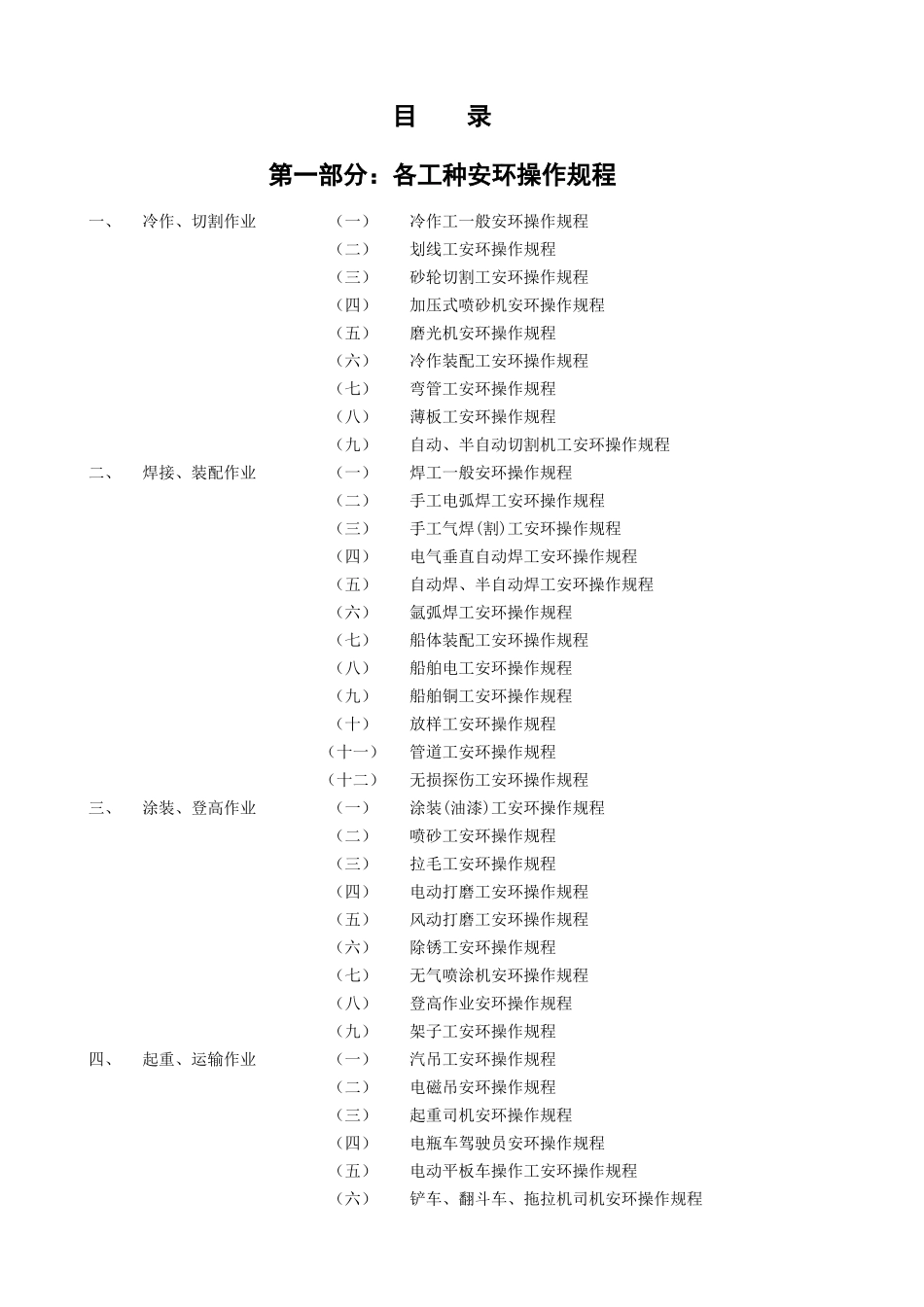 船厂安全、环保操作规程大全_第1页