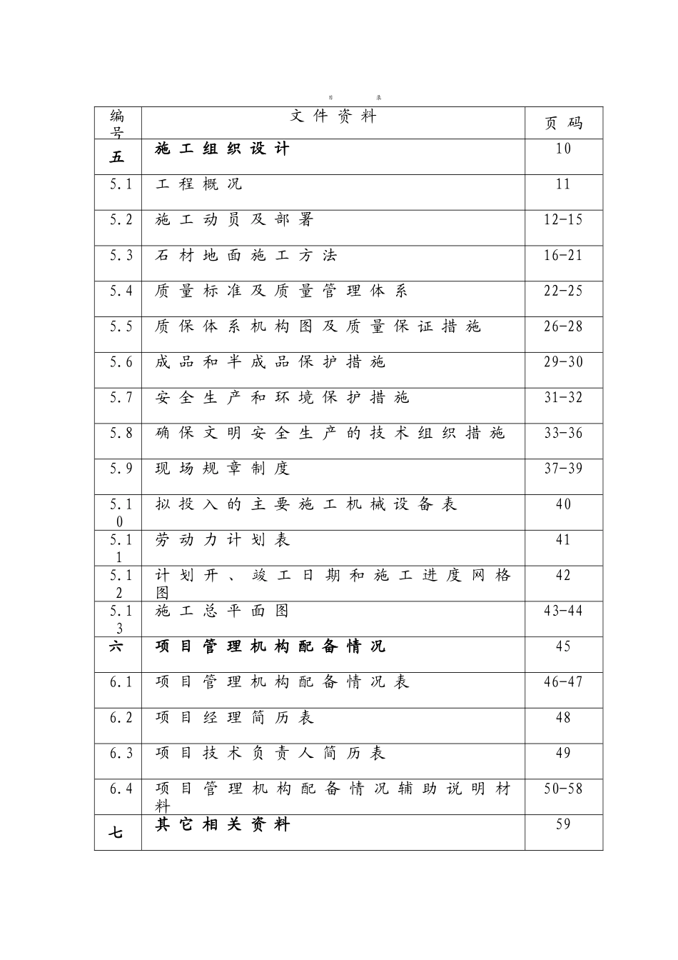 花岗岩铺装工程施工组织设计_第1页