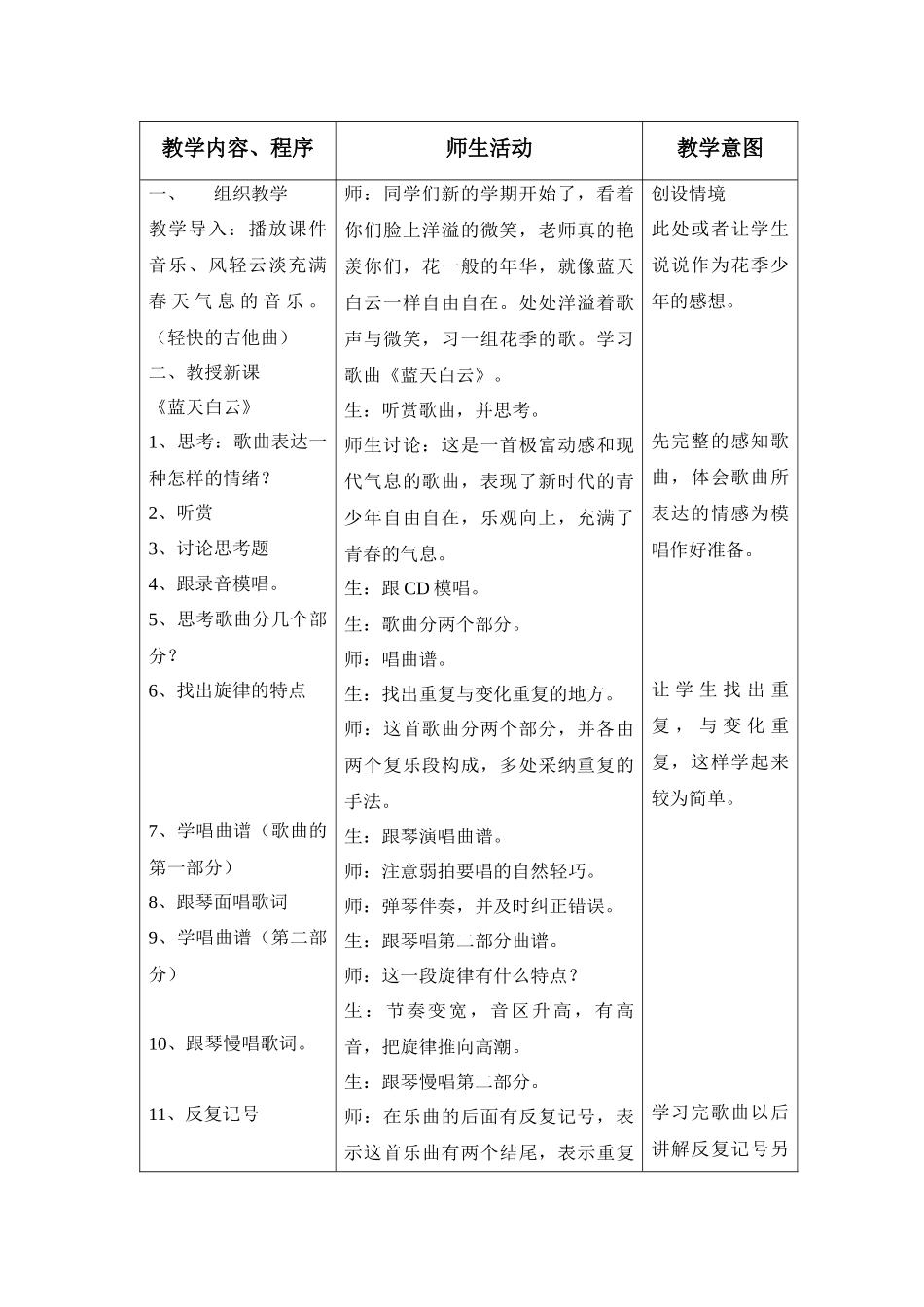 苏少版音乐八下《蓝天白云》教案_第2页