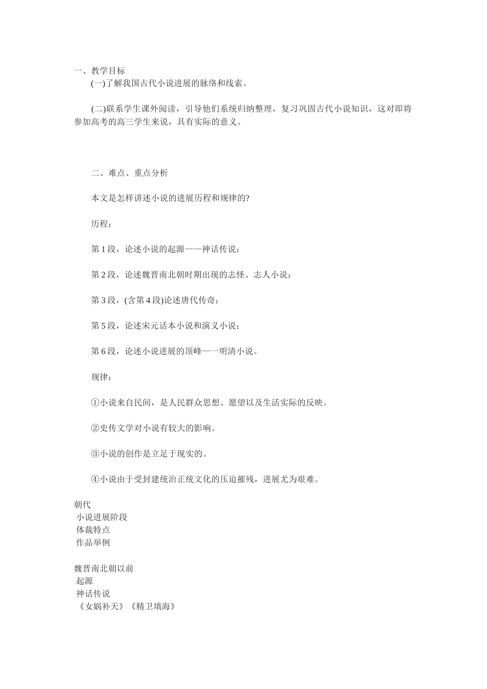 苏教版选修《我国古代小说的发展及其规律》教学设计_第1页