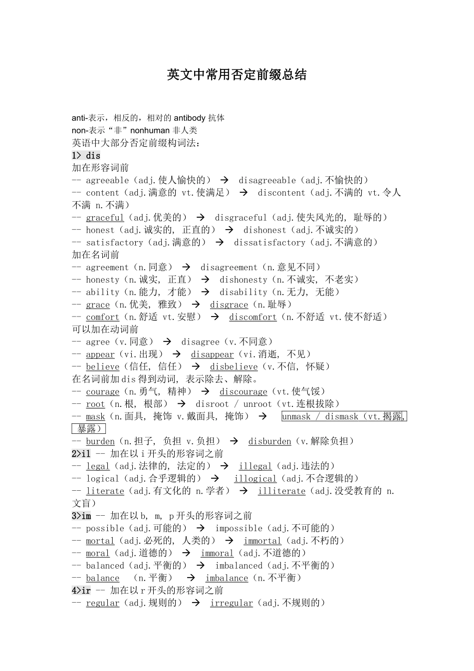 英文中常用否定前缀总结_第1页