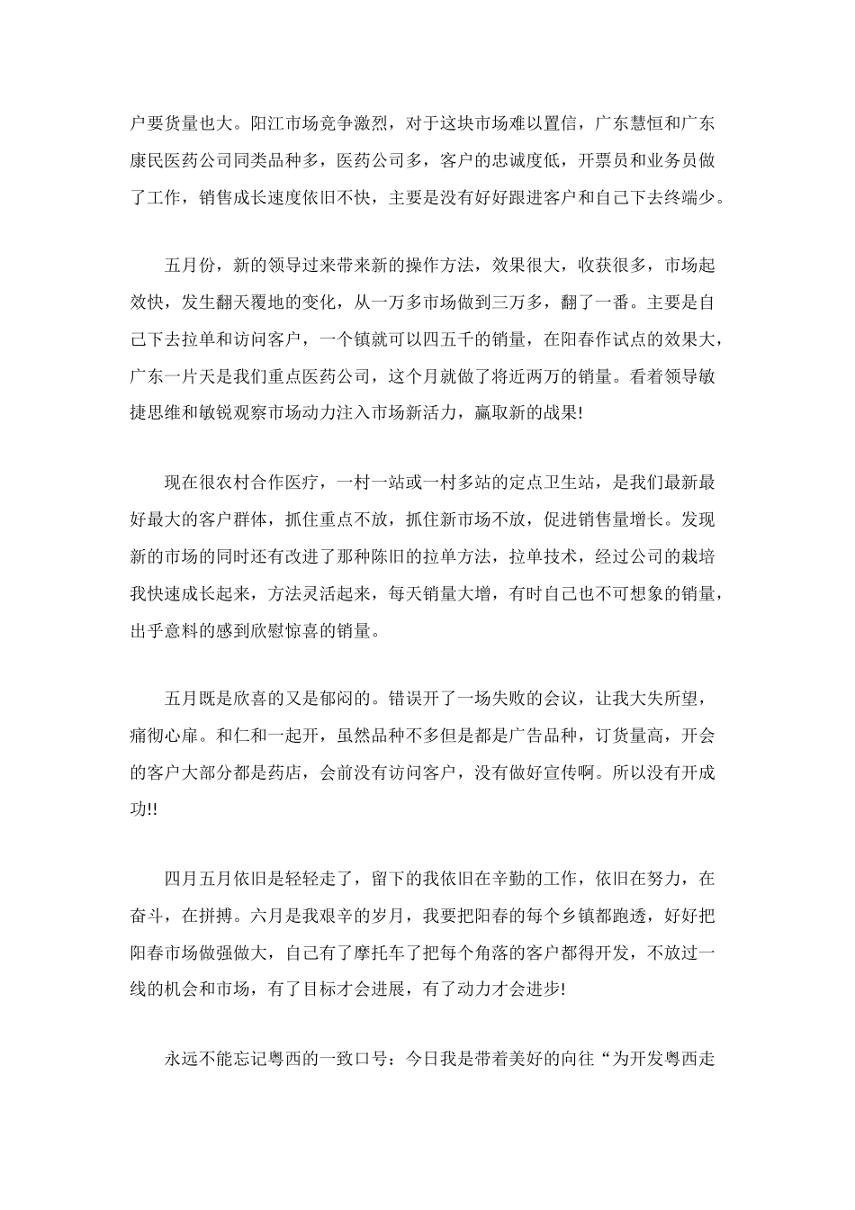 药品销售个人工作总结_第2页