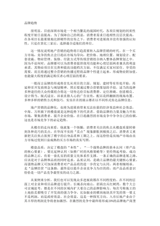 营销总体安排品牌策略