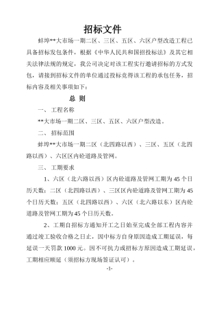蚌埠某工程混凝土道路及管网施工招标文件