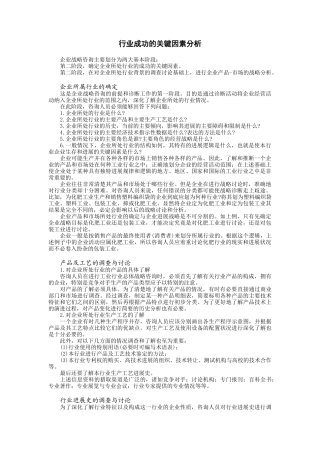 行业成功的关键因素分析
