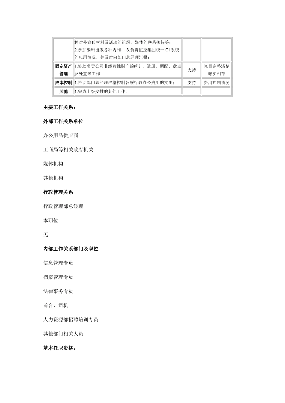 行政专员职位说明书_第2页