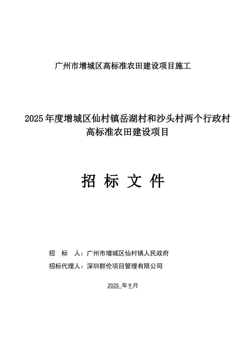 行政村高标准农田建设项目招标文件_第1页