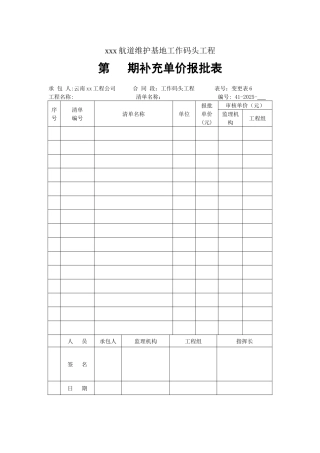 补充单价报批表