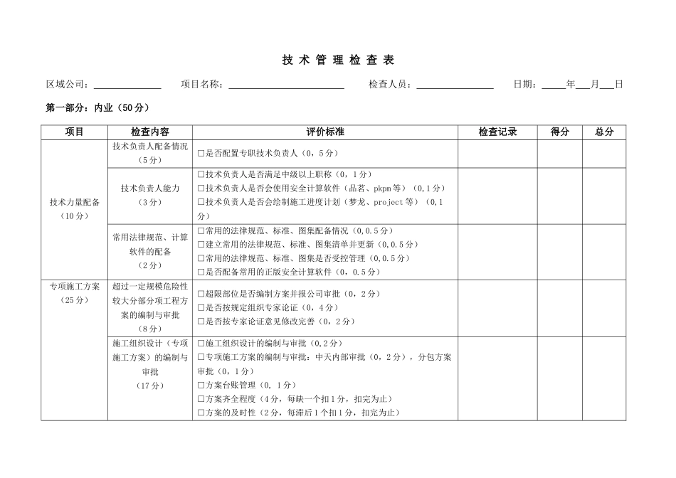 表4：技术管理检查表_第1页