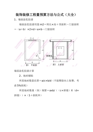 装饰装修工程量预算方法与公式