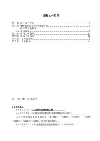 裕和丰联合大厦冲孔灌注桩施工招标文件