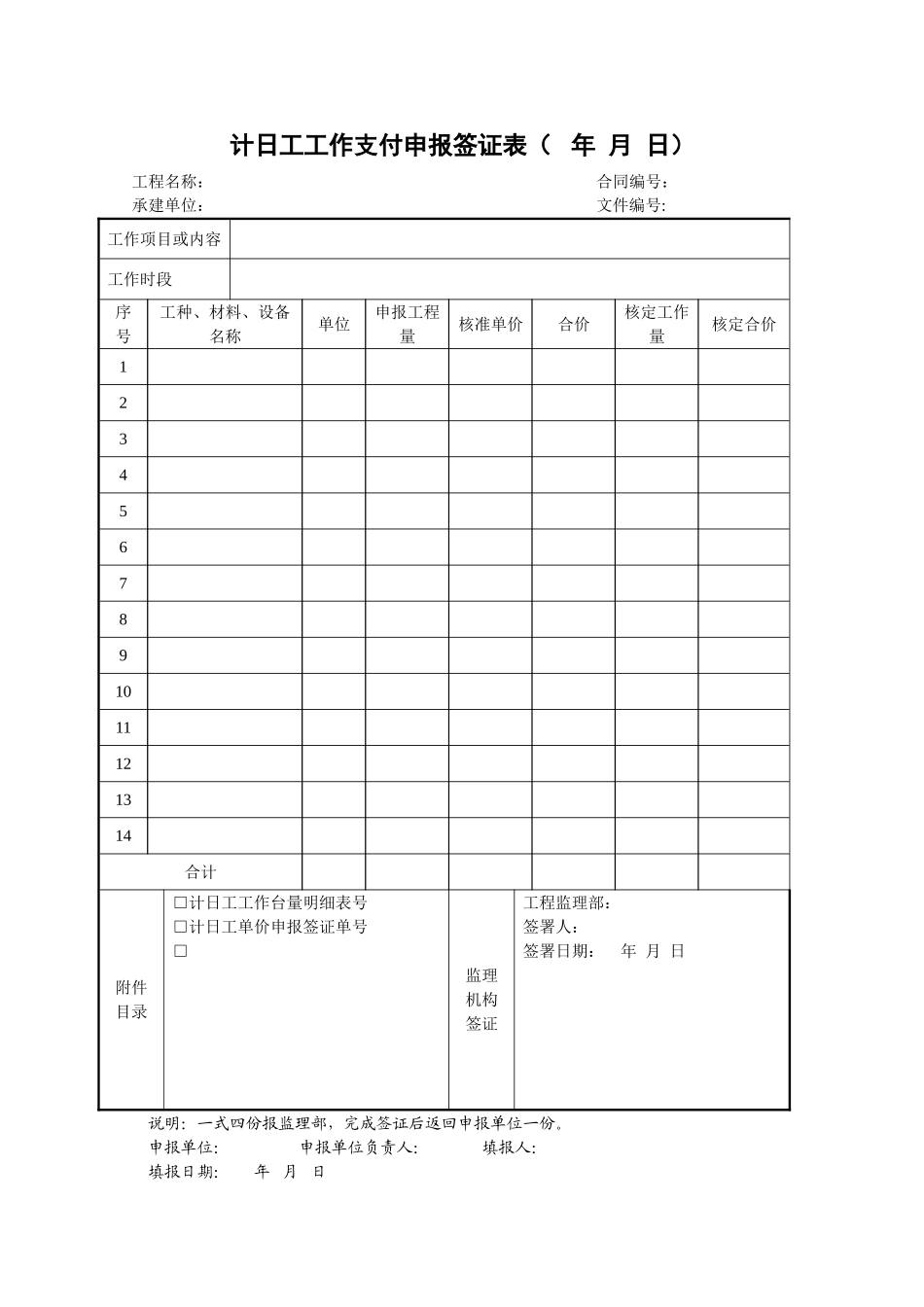 计日工工作支付申报签证表_第1页