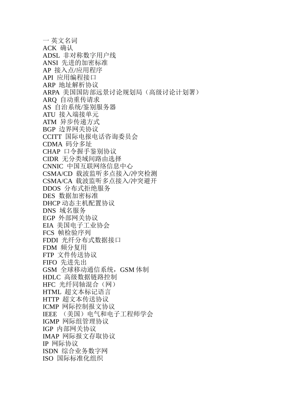 计算机网络名词解释大全附简答计算全解_第1页