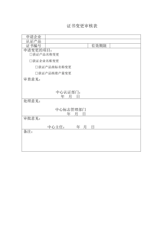证书变更审核表