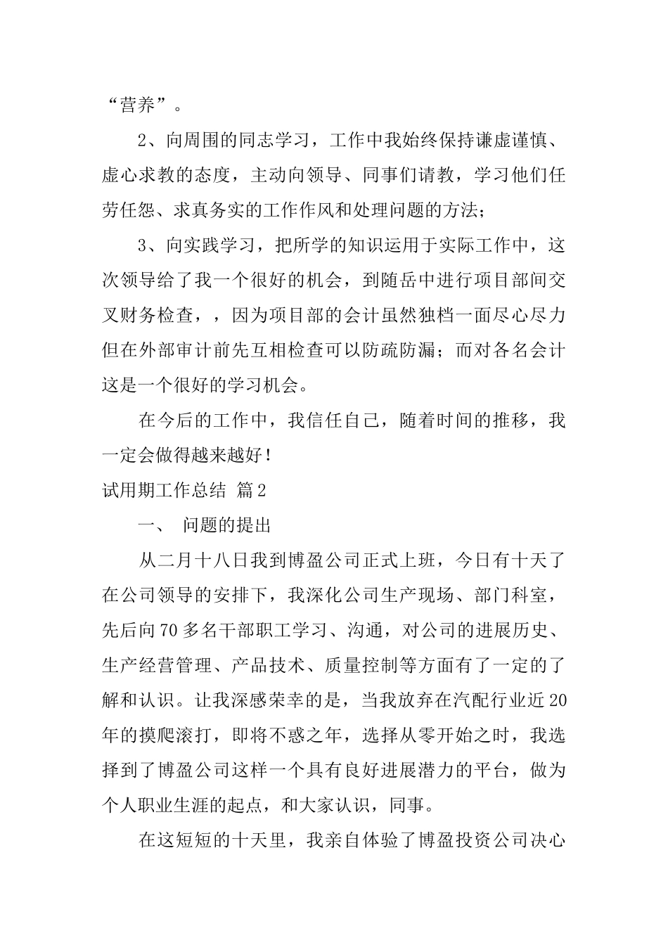 试用期工作总结汇编七篇_第2页