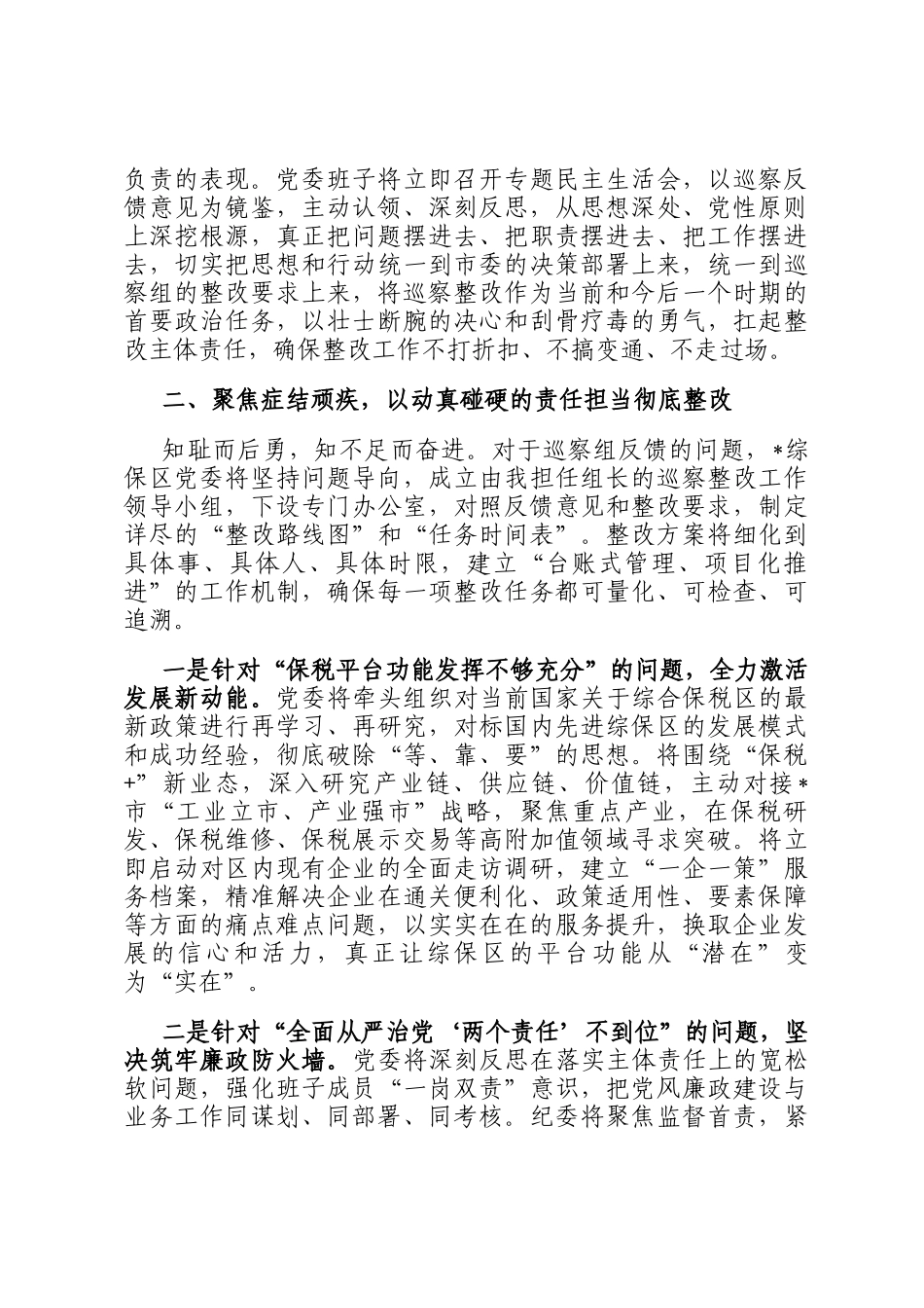 在市委巡察组巡察综保区党委情况反馈会议上的表态发言_第2页