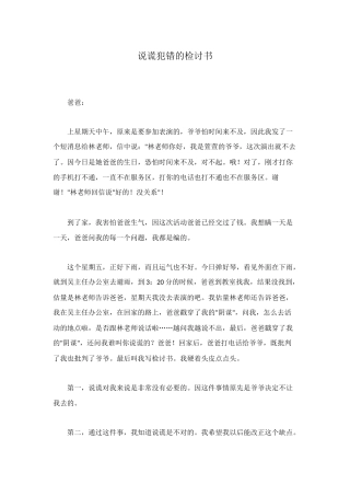 说谎犯错的检讨书