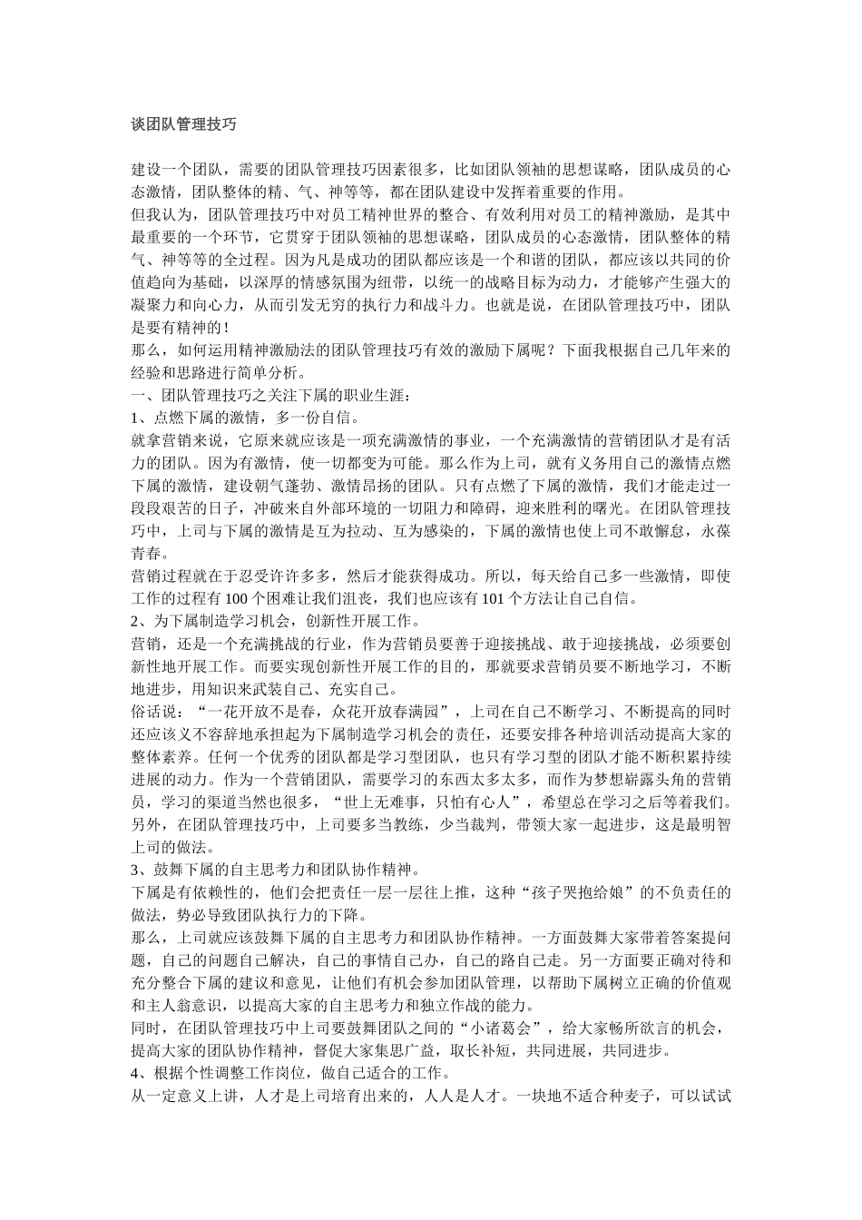 谈团队管理技巧_第1页