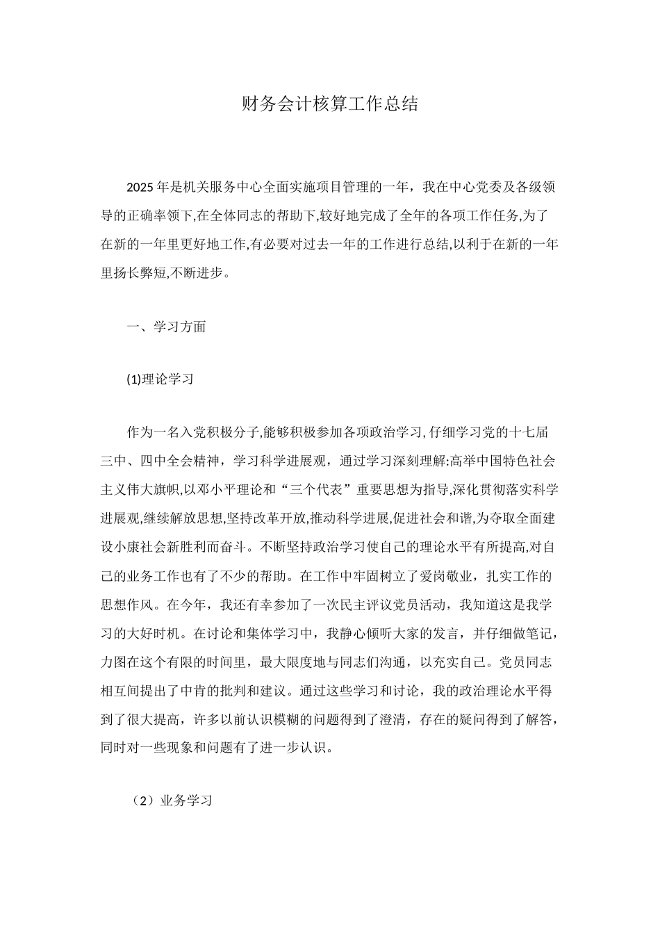 财务会计核算工作总结_第1页