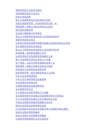 财务预算管理专题