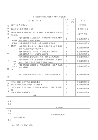 责任制执行情况考核表1