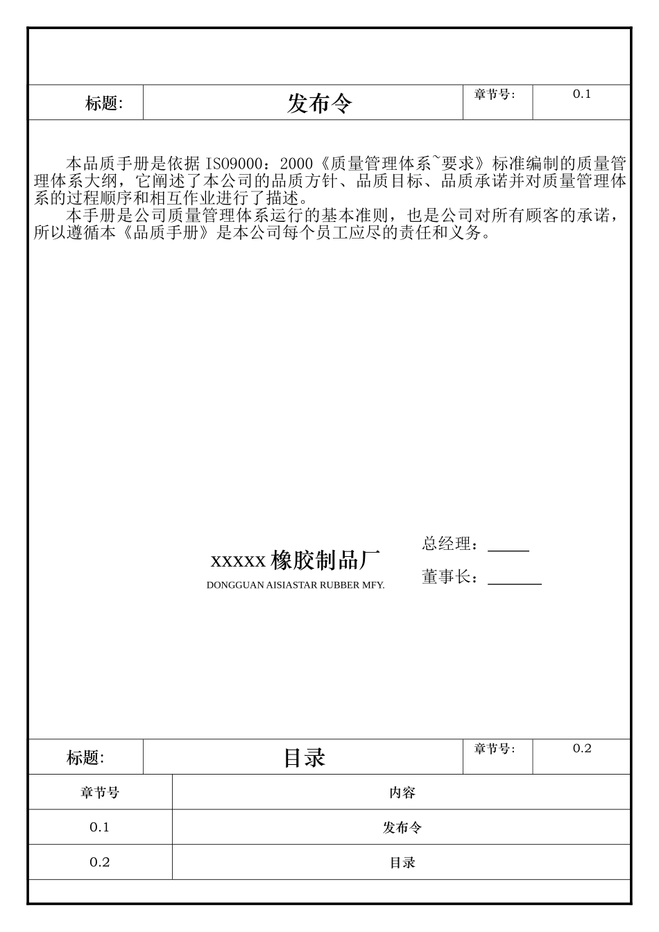 质量手册--文亚橡胶_第1页