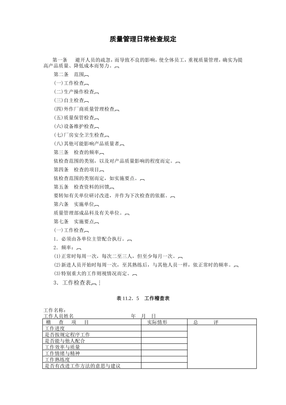 质量管理日常检查规定_第1页
