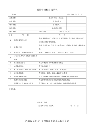 质量管理抽查记录表011