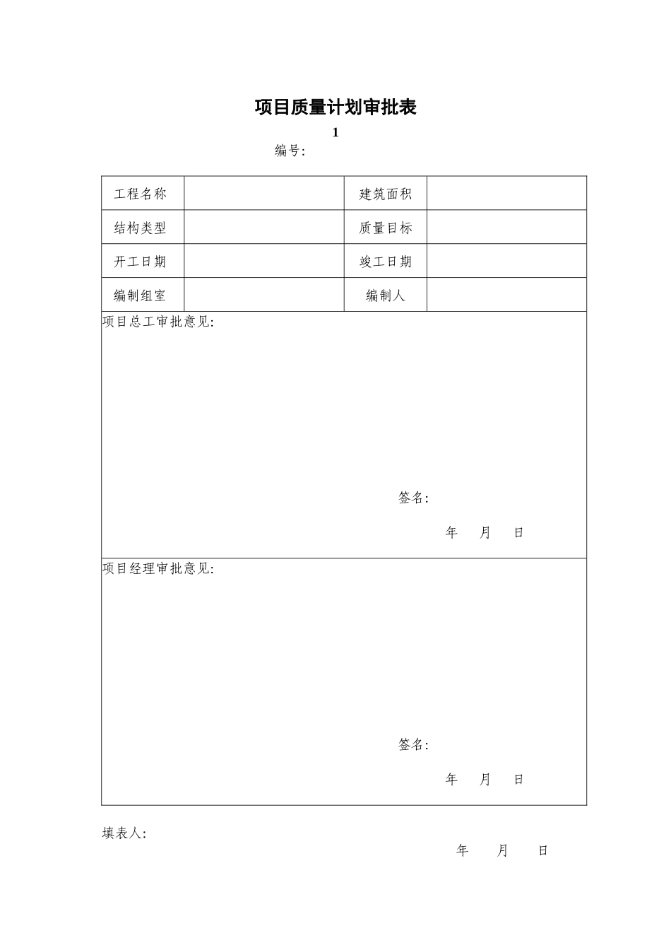 质量运行记录表格DOC_第1页