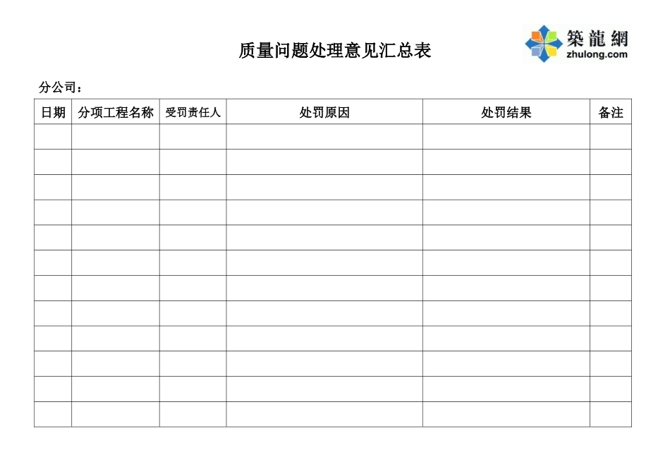 质量问题处理意见汇总表_第1页