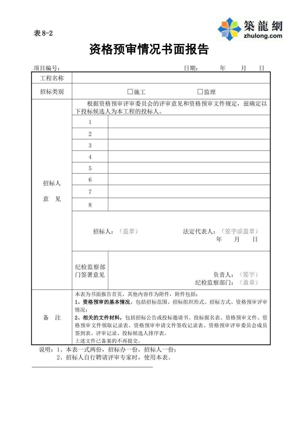 资格预审情况书面报告_第1页