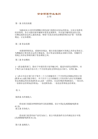 资金预算作业准则