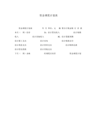 资金调度计划表