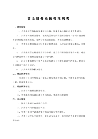 资金财务系统管理职责