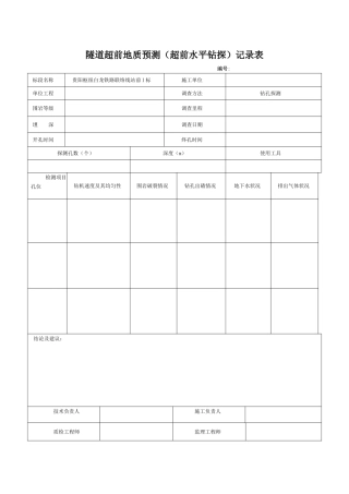 超前水平钻孔记录表