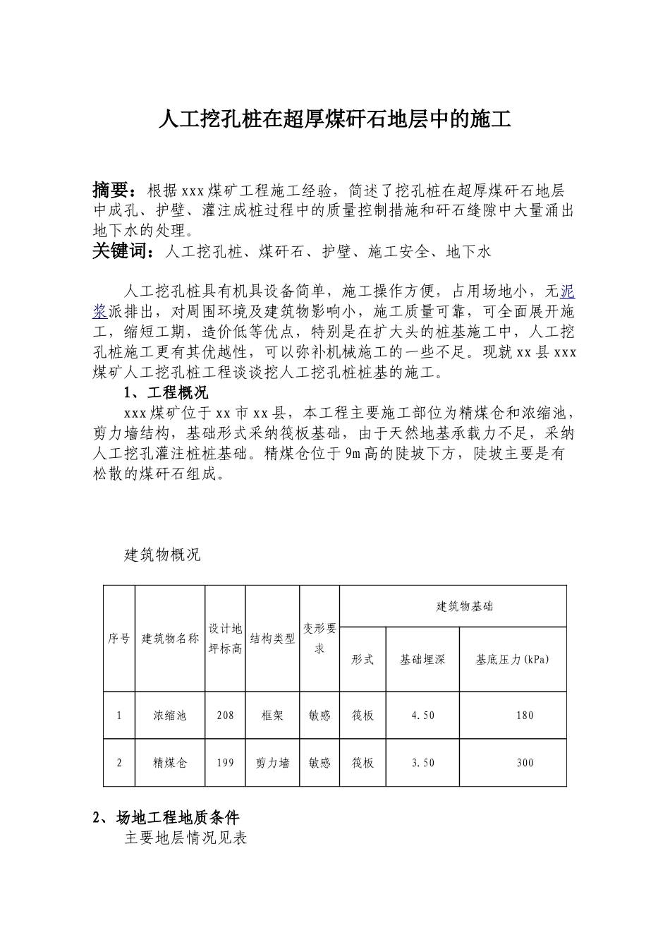 超厚煤矸石地层中人工挖孔桩施工技术总结_第1页