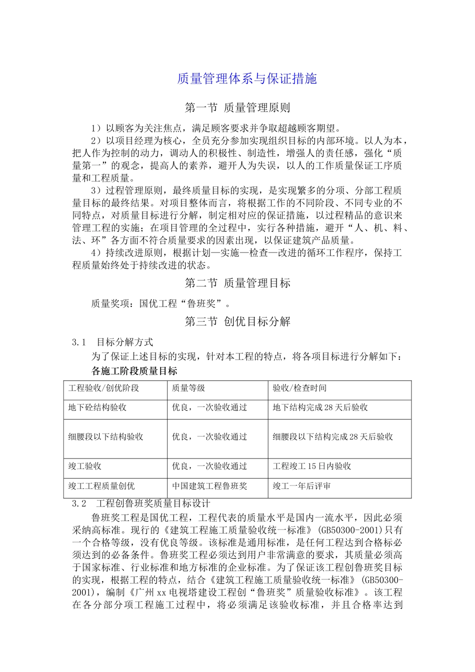 超高层商业楼工程质量管理体系与保证措施_第1页