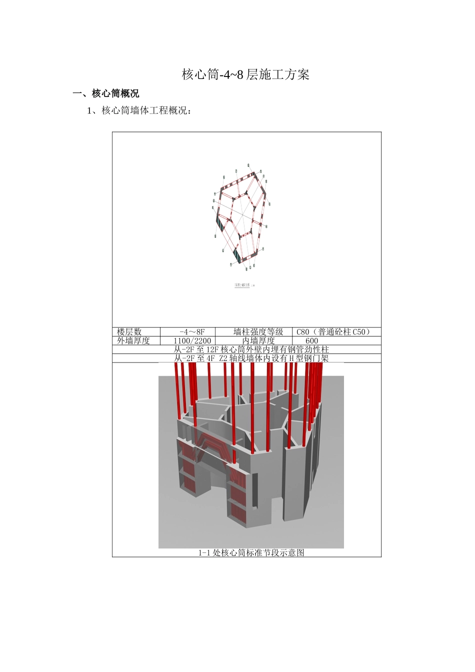 超高层商区地下室核心筒施工方案_第1页