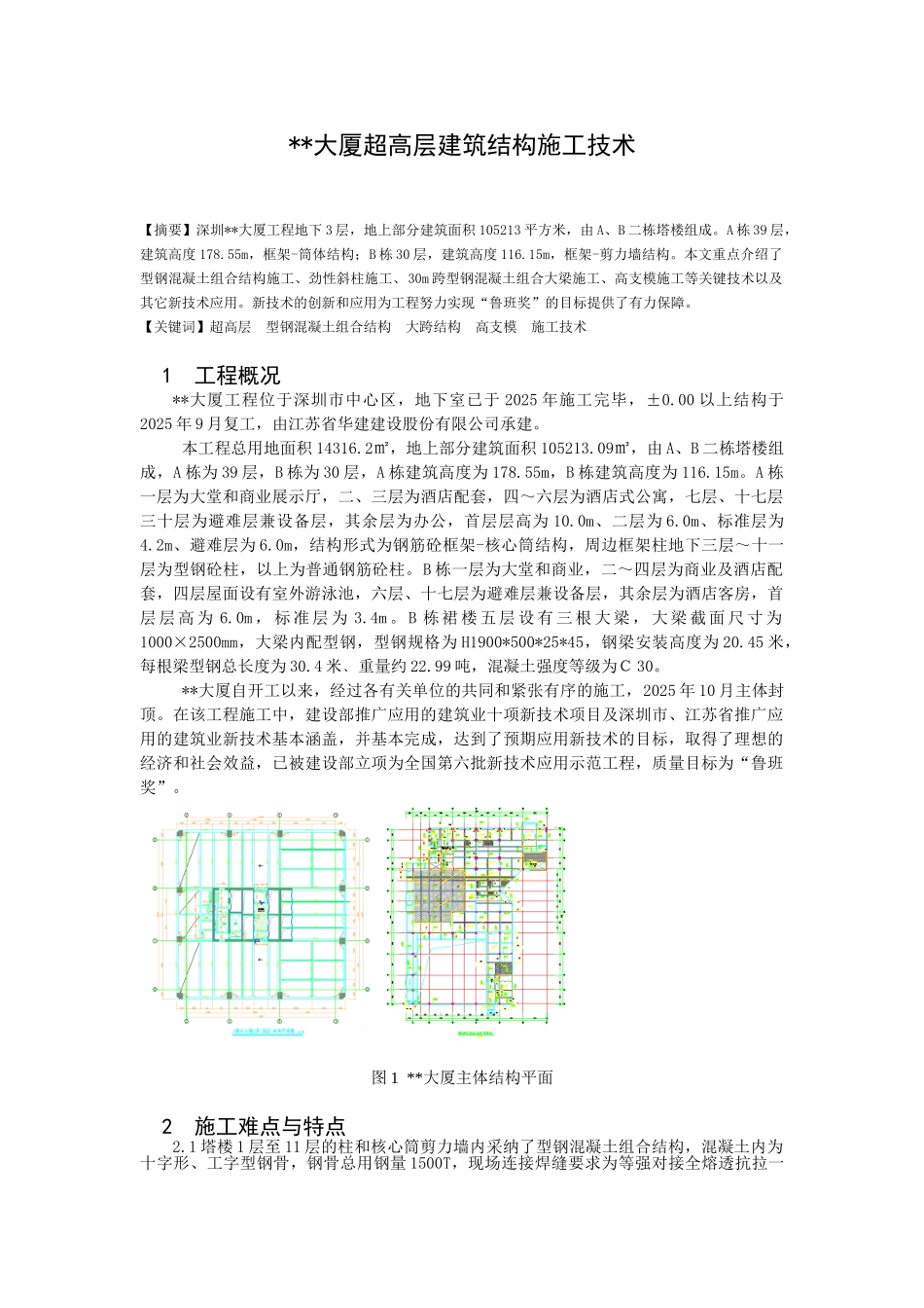 超高层建筑结构施工技术总结_第1页