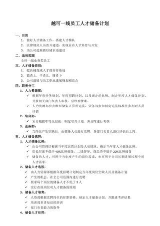 越可公司人才储备计划